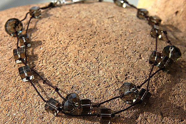 Floating Smoky Quartz Swarovski Crystal Necklace