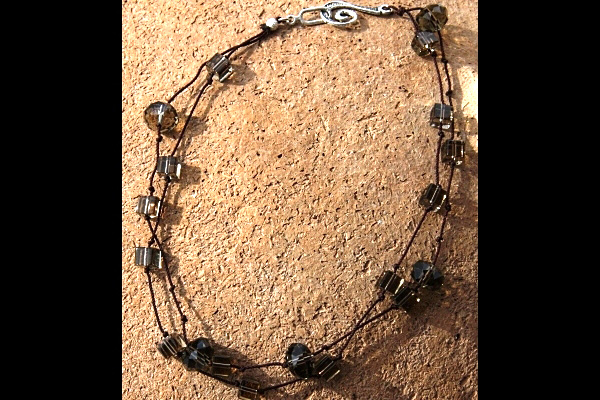 Floating Smoky Quartz Swarovski Crystal Necklace