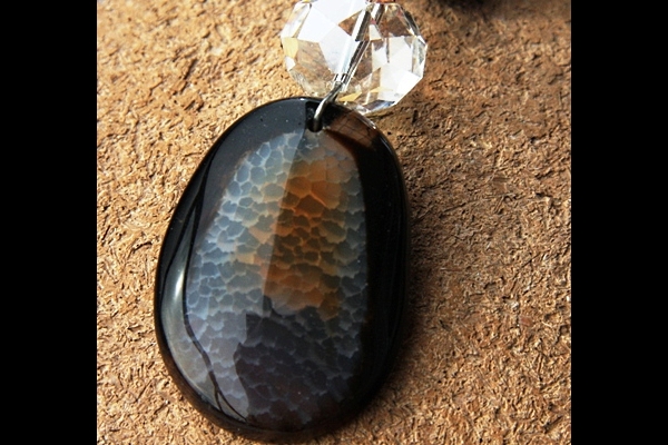 Dark Brown Agate and Cat`s Eye Gemstone Necklace