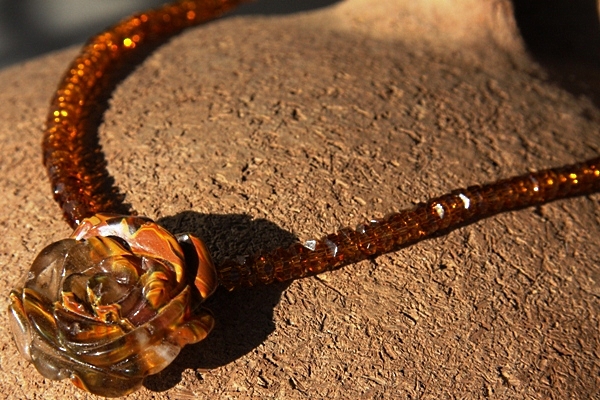 Volcano Cherry Quartz Rose Necklace