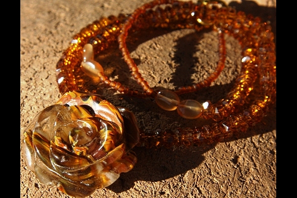 Volcano Cherry Quartz Rose Necklace