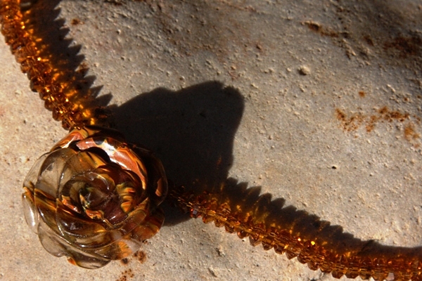 Volcano Cherry Quartz Rose Necklace