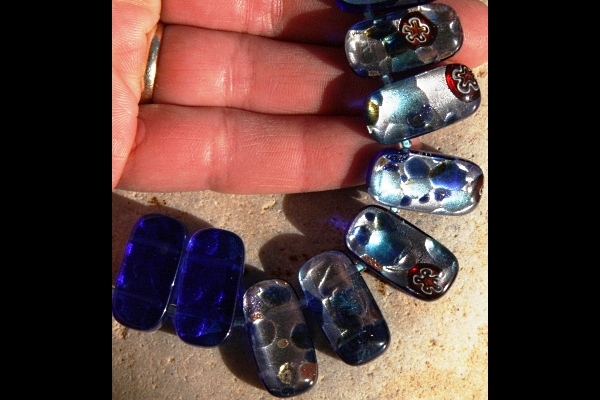 Festive Cobalt Blue and Silver Murano Glass Necklace