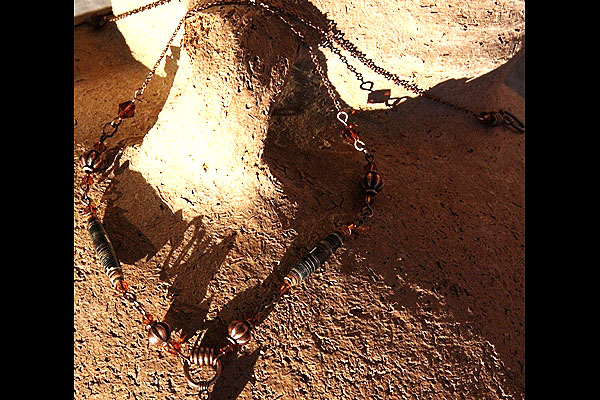 Paper and Copper Necklace with Ocean Jasper