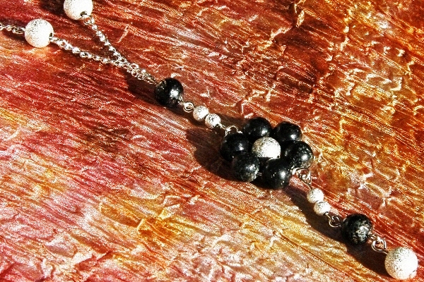 Bronzite Flower Silver Necklace