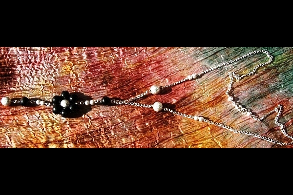 Bronzite Flower Silver Necklace