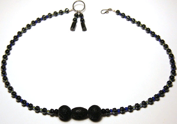 Dark Lava Stone Metallic Necklace