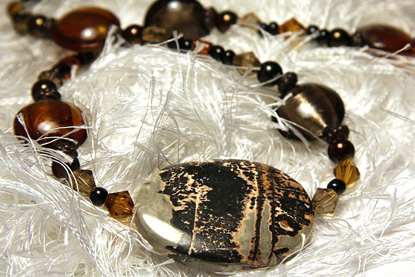 Classy Dark Honey and Coffee Jasper Necklace