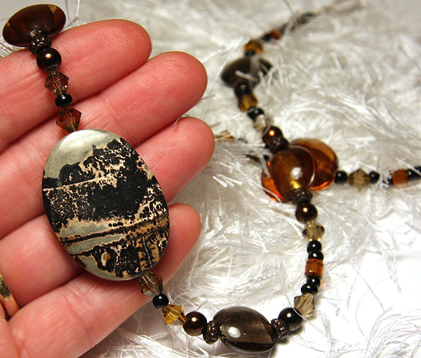 Classy Dark Honey and Coffee Jasper Necklace