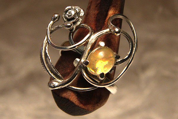 Beautiful Fire Opal Handcrafted Sterling Silver Ring