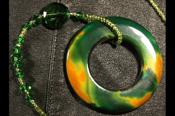 Deep Dark Green and Yellow Onyx Circle Suncatcher