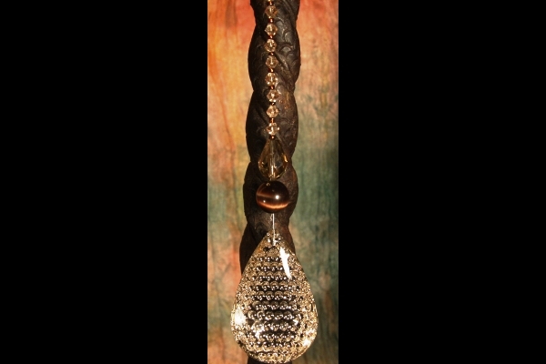 Peacock Crystal with Dark Chocolate Cat`s Eye Suncatcher