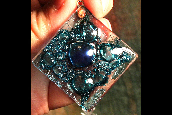 Aquamarine with Artistic Fused Glass Suncatcher