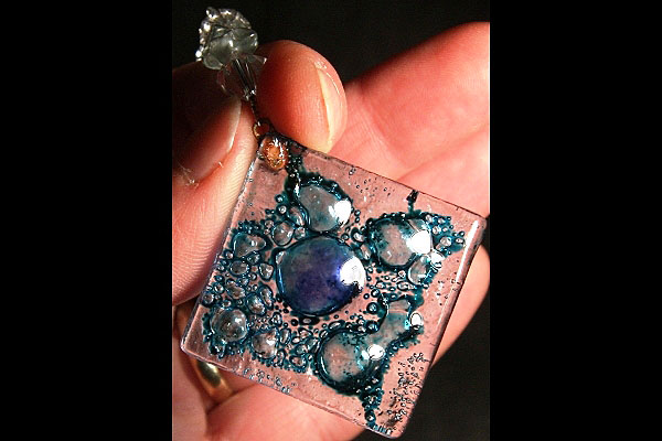 Aquamarine with Artistic Fused Glass Suncatcher